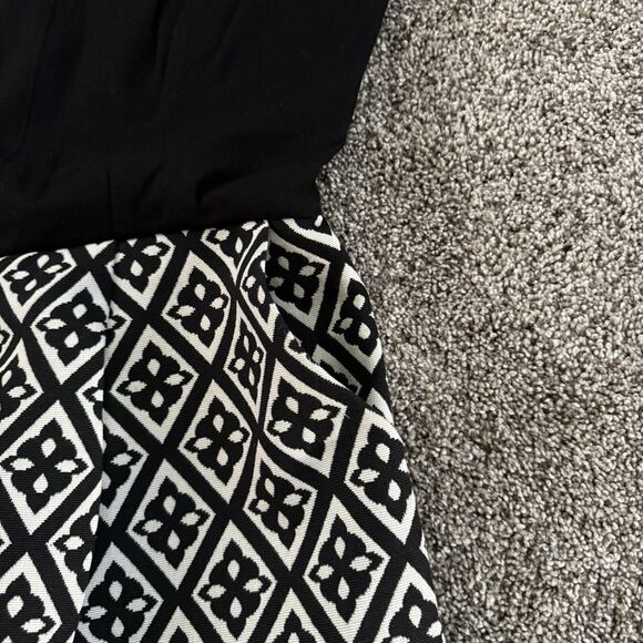 Lucky Brand Geometric Jacquard Black White Sleeveless Dress Pockets Size 6 NWOT - Picture 5 of 12